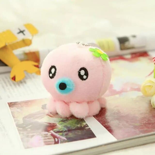 Niedliches Plüschtier Krake Schlüsselanhänger rosa - kuscheltier