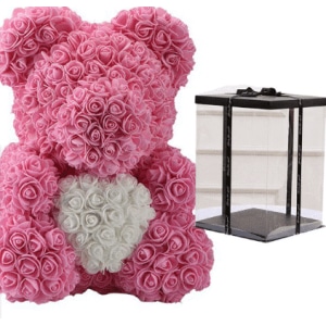 Plüsch Bären rosa Rosen Sammlerbox Plüsch Valentinstag Material: Baumwolle