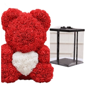 Plüsch Bär Rote Rosen Sammlerbox Plüsch Valentinstag Material: Baumwolle