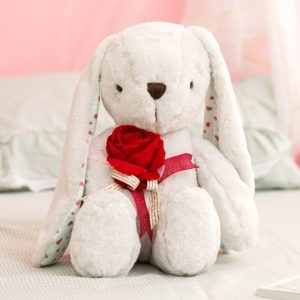 Riesenplüschtier weißer Hase mit Rose Riesenplüschtier Material: Baumwolle