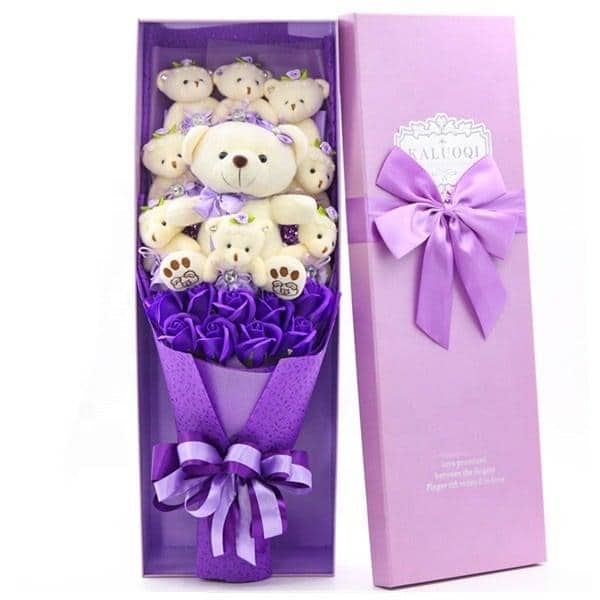 Blumenstrauß Teddybär Plüschtier Valentinstag Material: Baumwolle