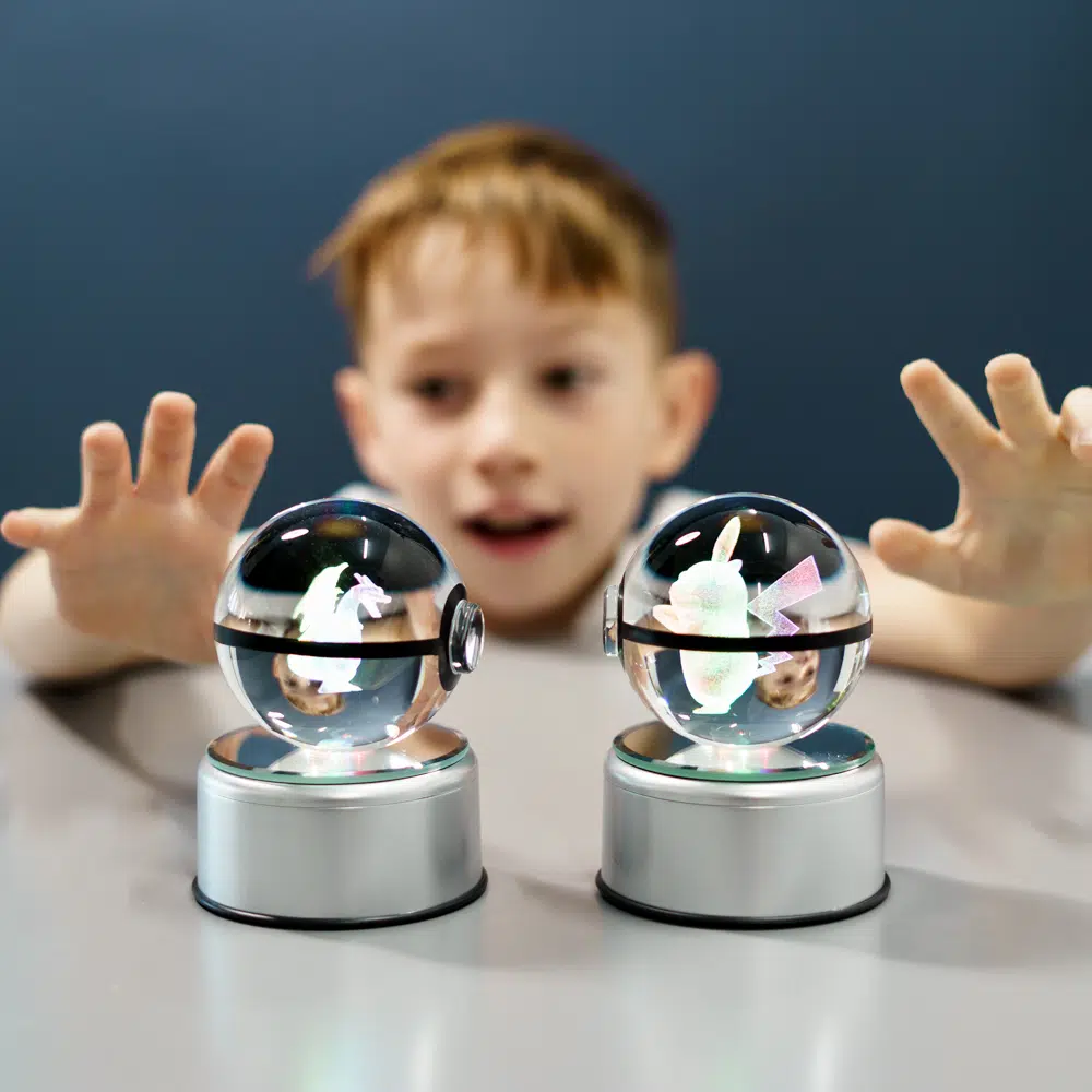 Pokémon Kristall Leuchtender Pokéball - 3D Kristallkugel Nachtlicht Kinder pokeball lumineuse en cristal