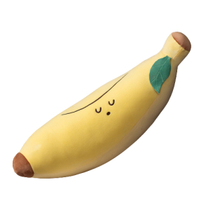 Plüschpuppe in Form einer gelben Banane, die schläft