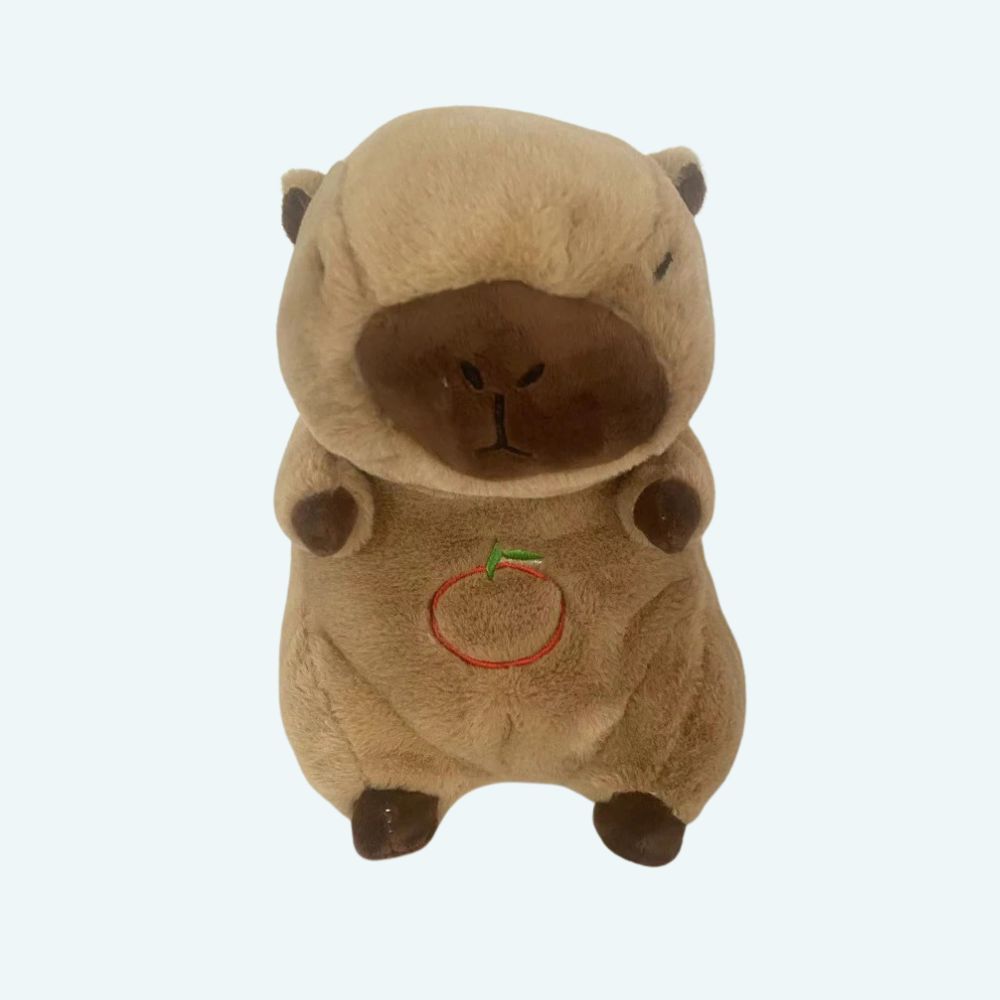 Capybara Kuscheltier – 25 Cm Groß, Braun, Mit Kleidung & Taschen | Niedliches Wasserschwein Plüschtier Zum Anziehen | Weich, Flauschig & Waschbar
